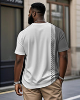 Men's Plus Size Daily Casual Gray Plaid Letter Print Henry Collar Button Short Sleeve T-Shirt